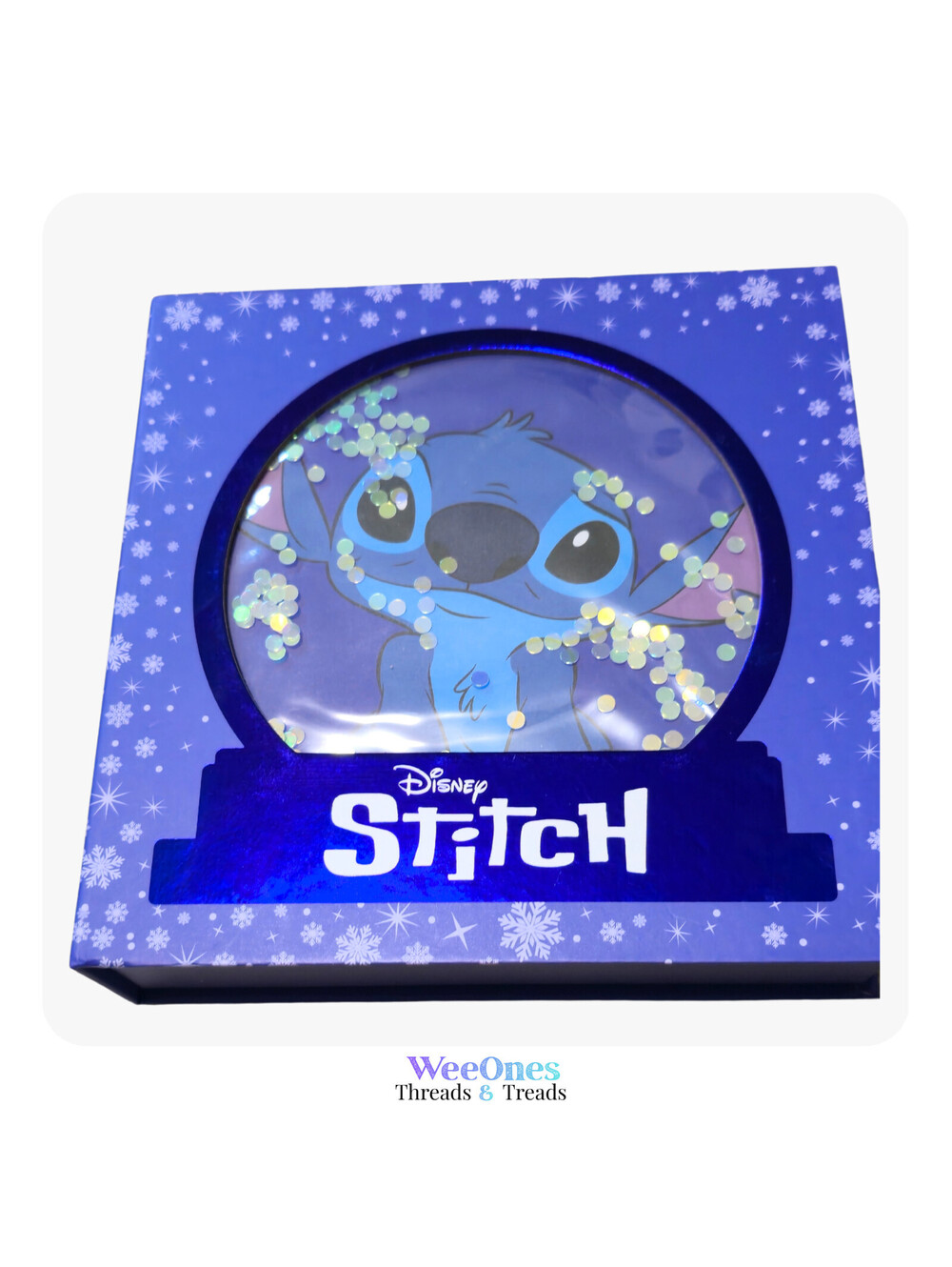 Disney Stitch & Angel Fuzzy Crew Socks Gift Set Snow Globe Box Size 4-10 NWT